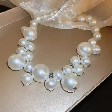 Gorgeous White Big Pearl Beads Choker Necklace